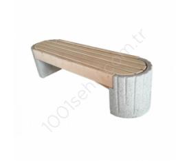 Kenarları Oval Beton Oturma Bankı - 190 CM.