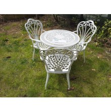 Üç Kollu Sandalyeli Alüminyum Masa Takımı / Masa Çapı 75CM.