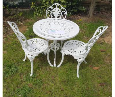 Üç Sandalyeli Alüminyum Bahçe Masa Takımı / 75 CM. Yuvarlak Masa Takımı MS23